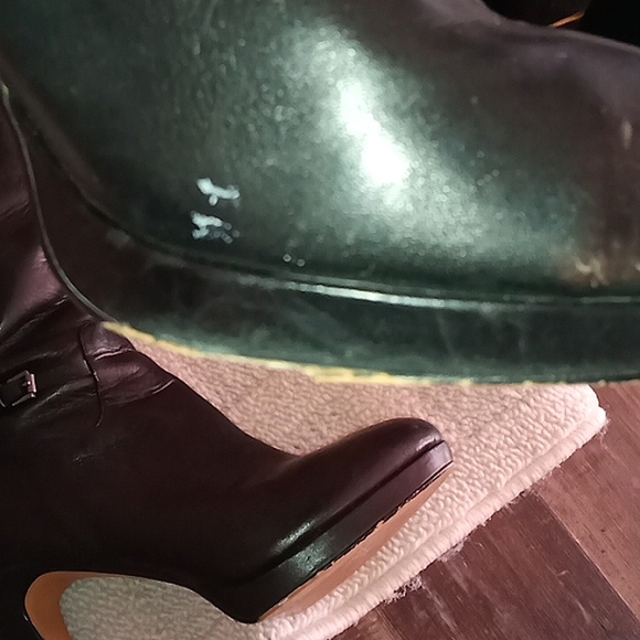 Women's Bronx Black Heel tall platform leather boots, pre loved good condition, - Picture 12 of 14